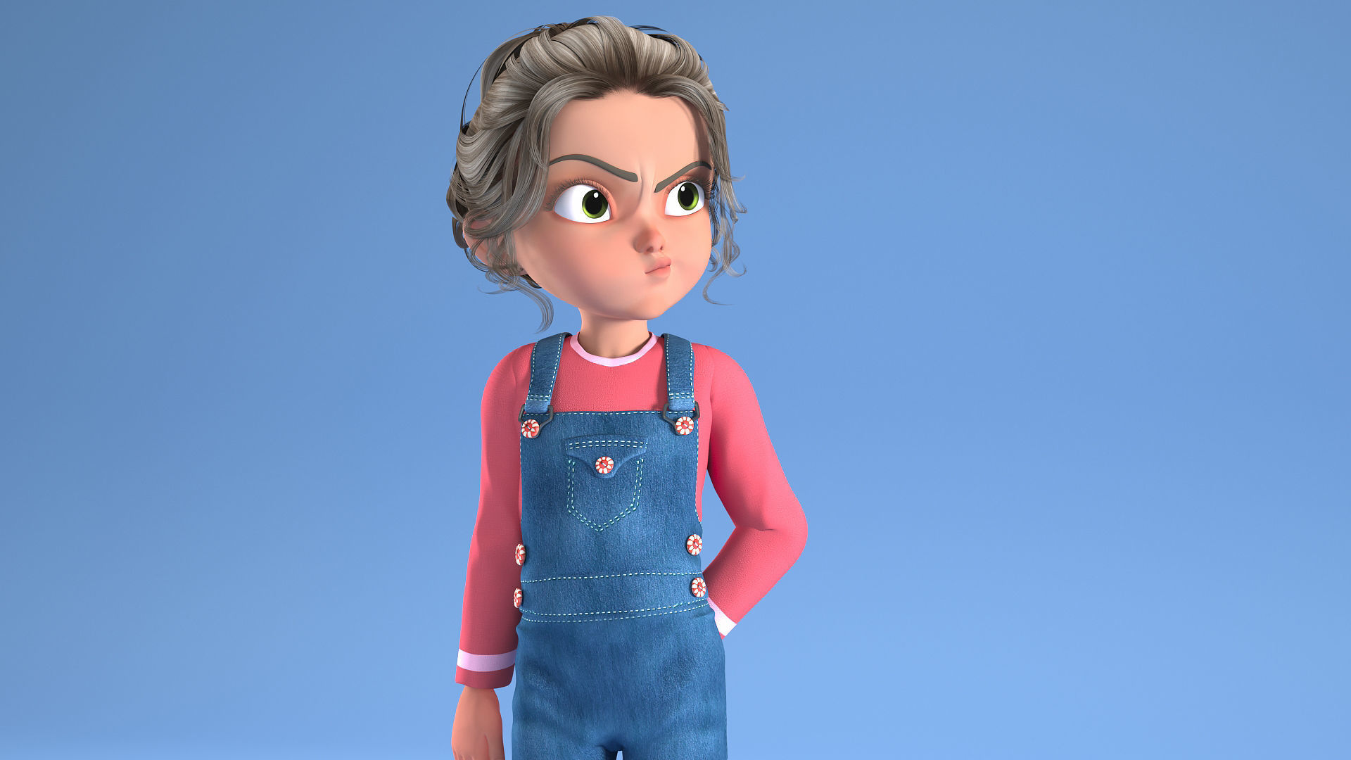 CARTOON GIRL - riggged child  3D model_11