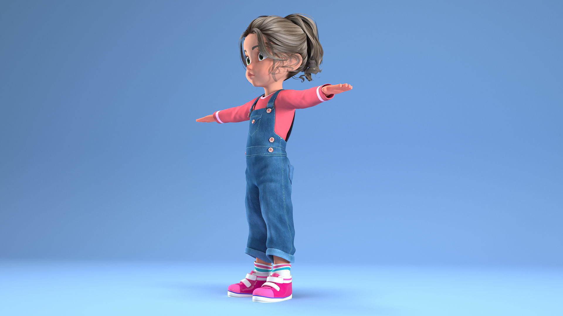 CARTOON GIRL - riggged child  3D model_3