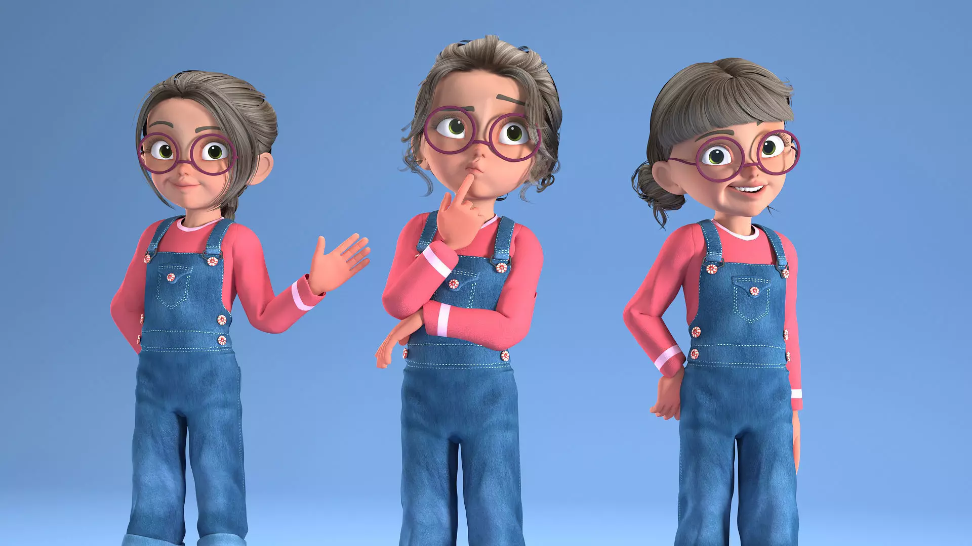 CARTOON GIRL - riggged child  3D model_0