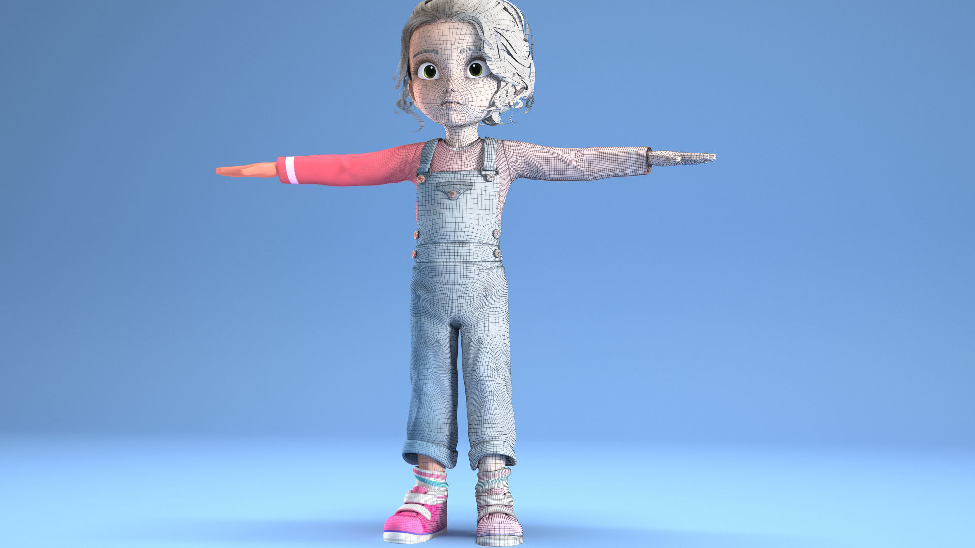 CARTOON GIRL - riggged child  3D model_18