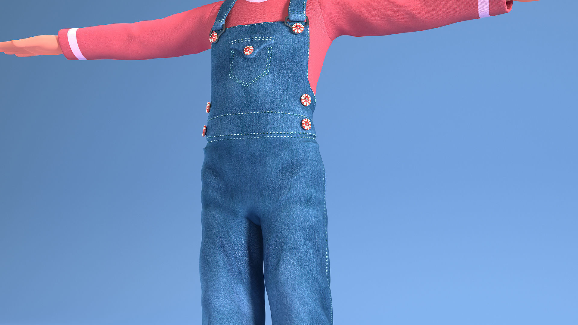 CARTOON GIRL - riggged child  3D model_7