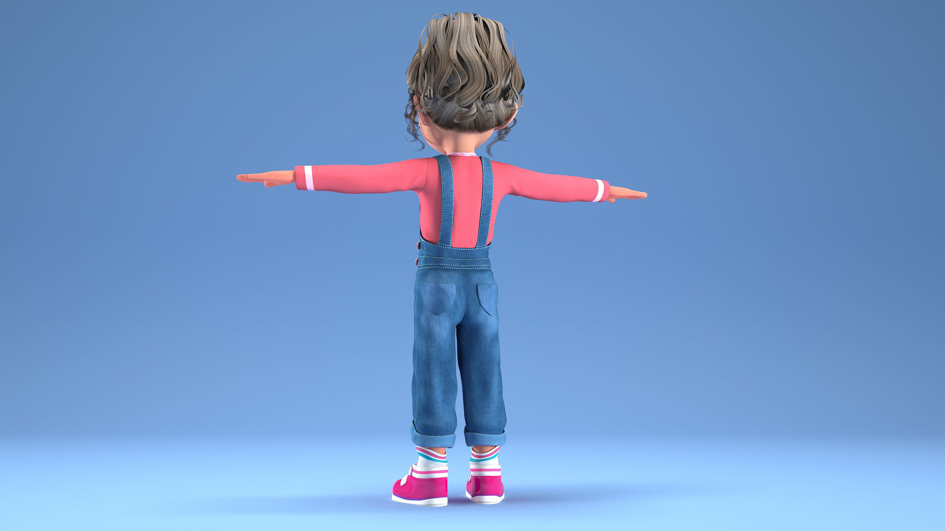 CARTOON GIRL - riggged child  3D model_5