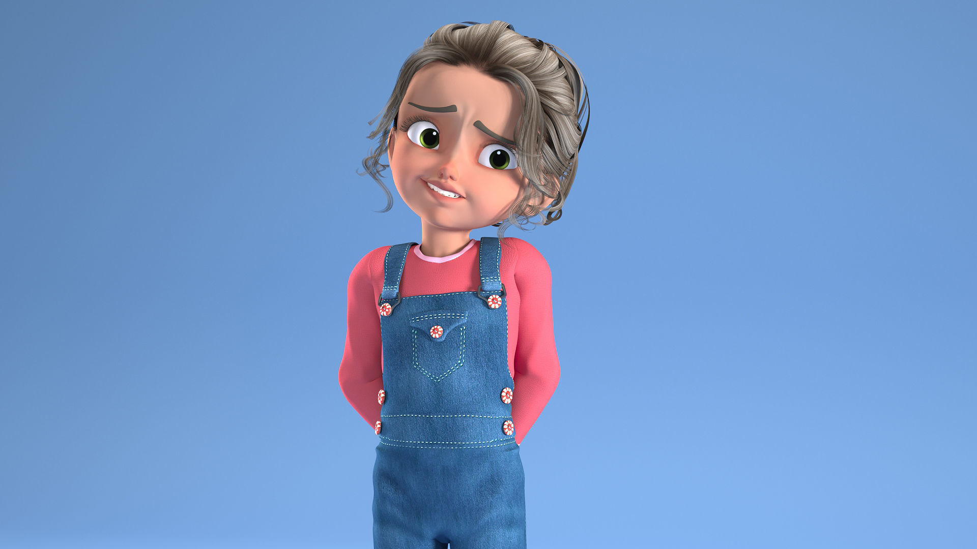 CARTOON GIRL - riggged child  3D model_14