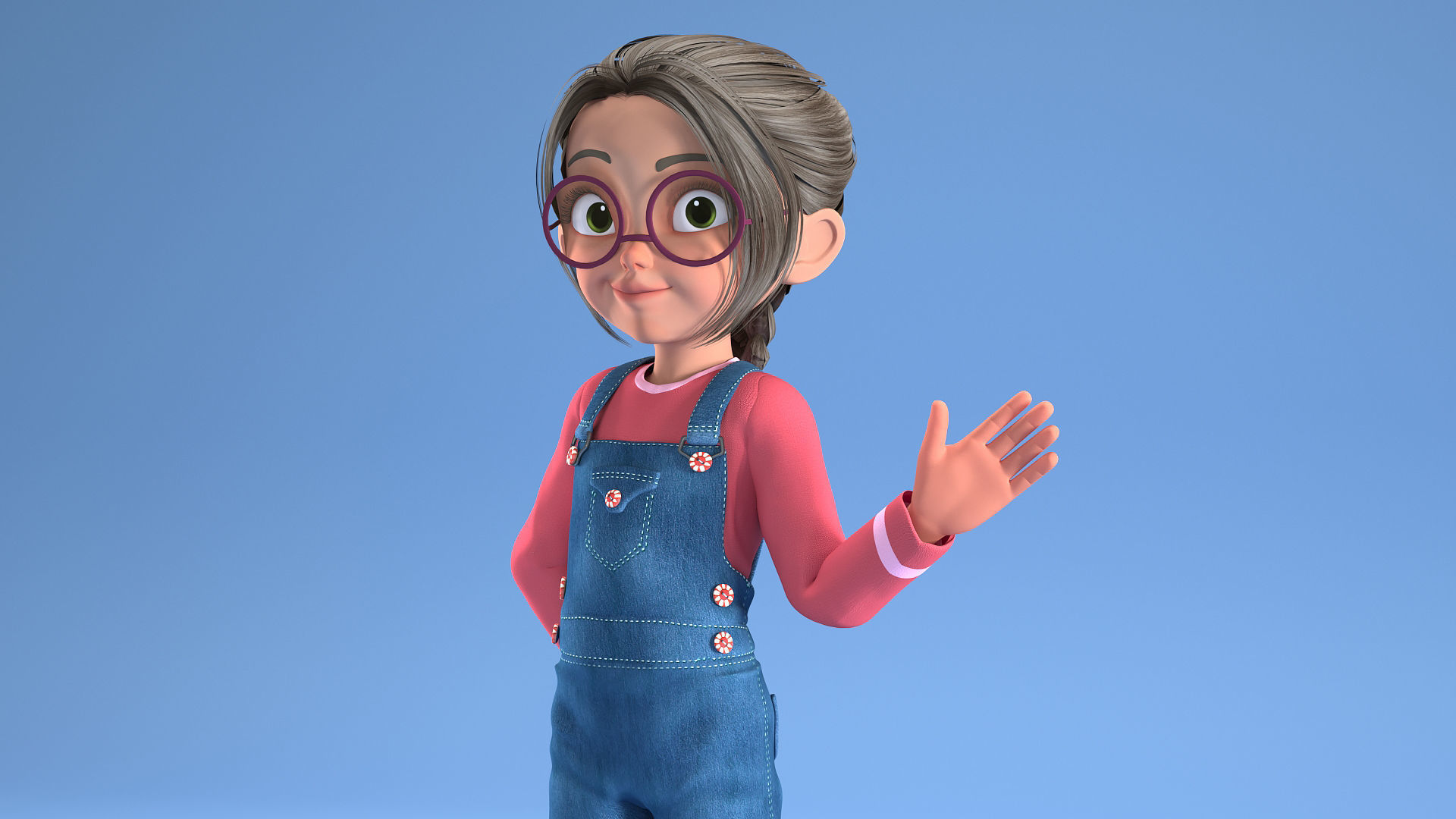 CARTOON GIRL - riggged child  3D model_15
