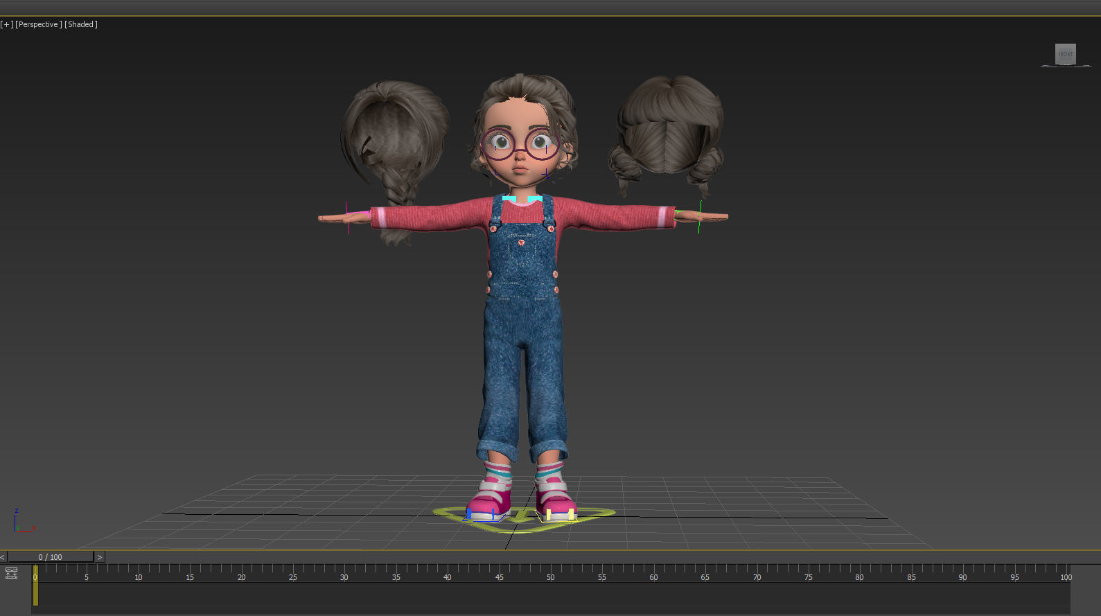 CARTOON GIRL - riggged child  3D model_19