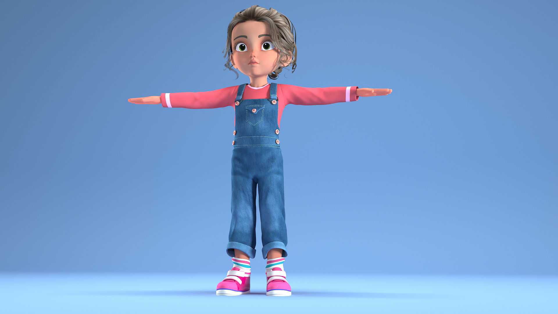 CARTOON GIRL - riggged child  3D model_2