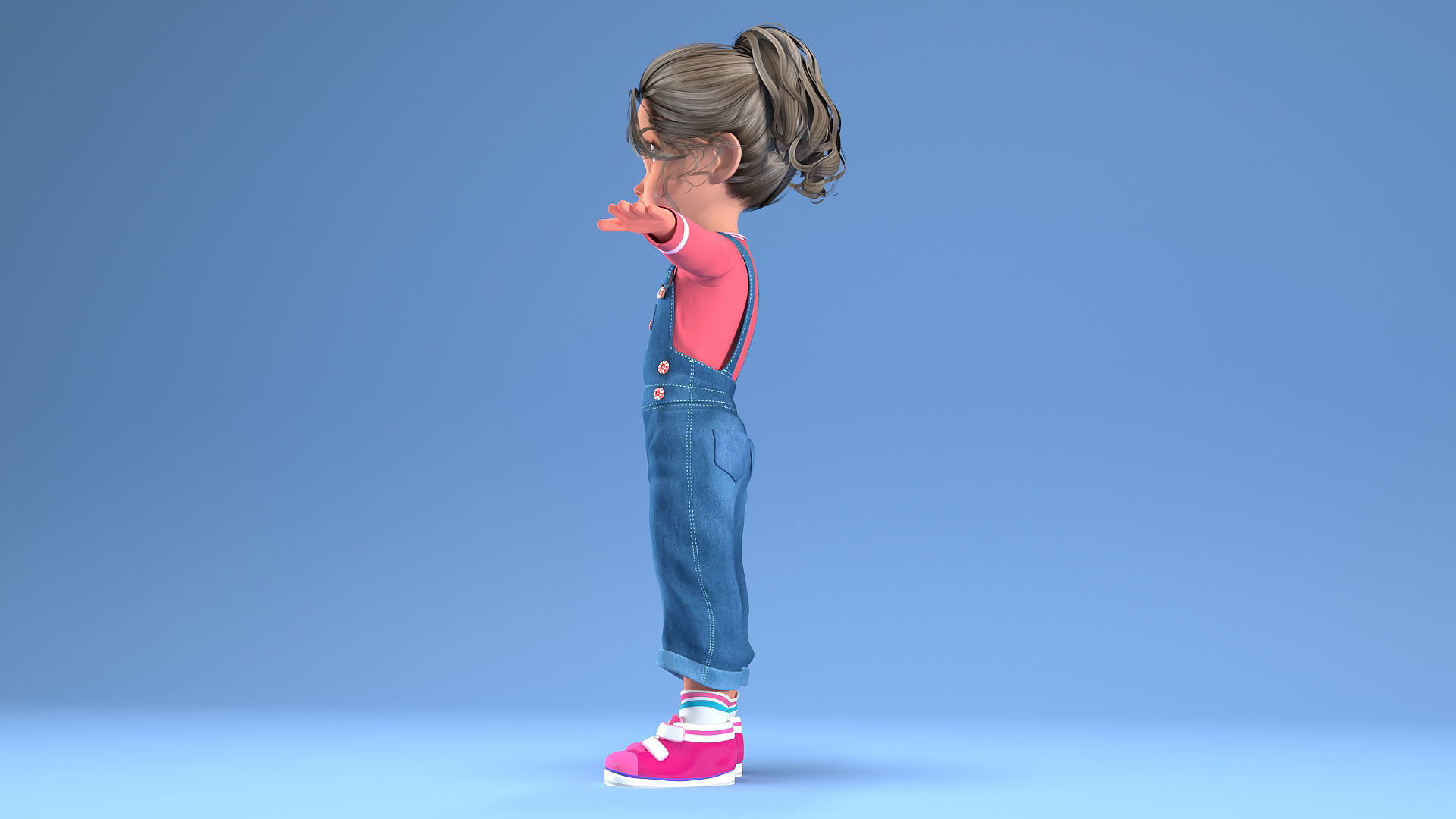 CARTOON GIRL - riggged child  3D model_4