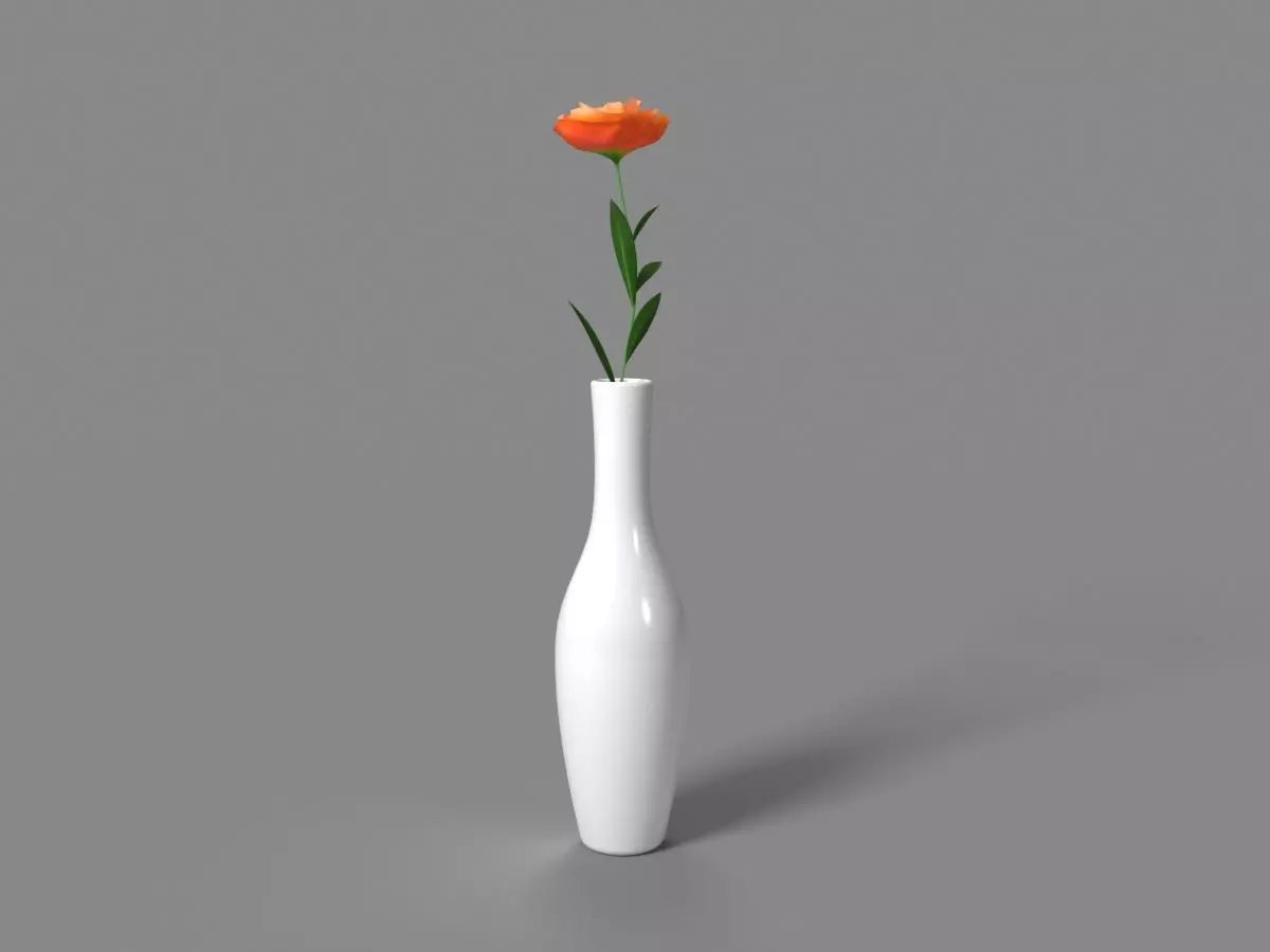 Porcelain Vase With Flower 3D model_0