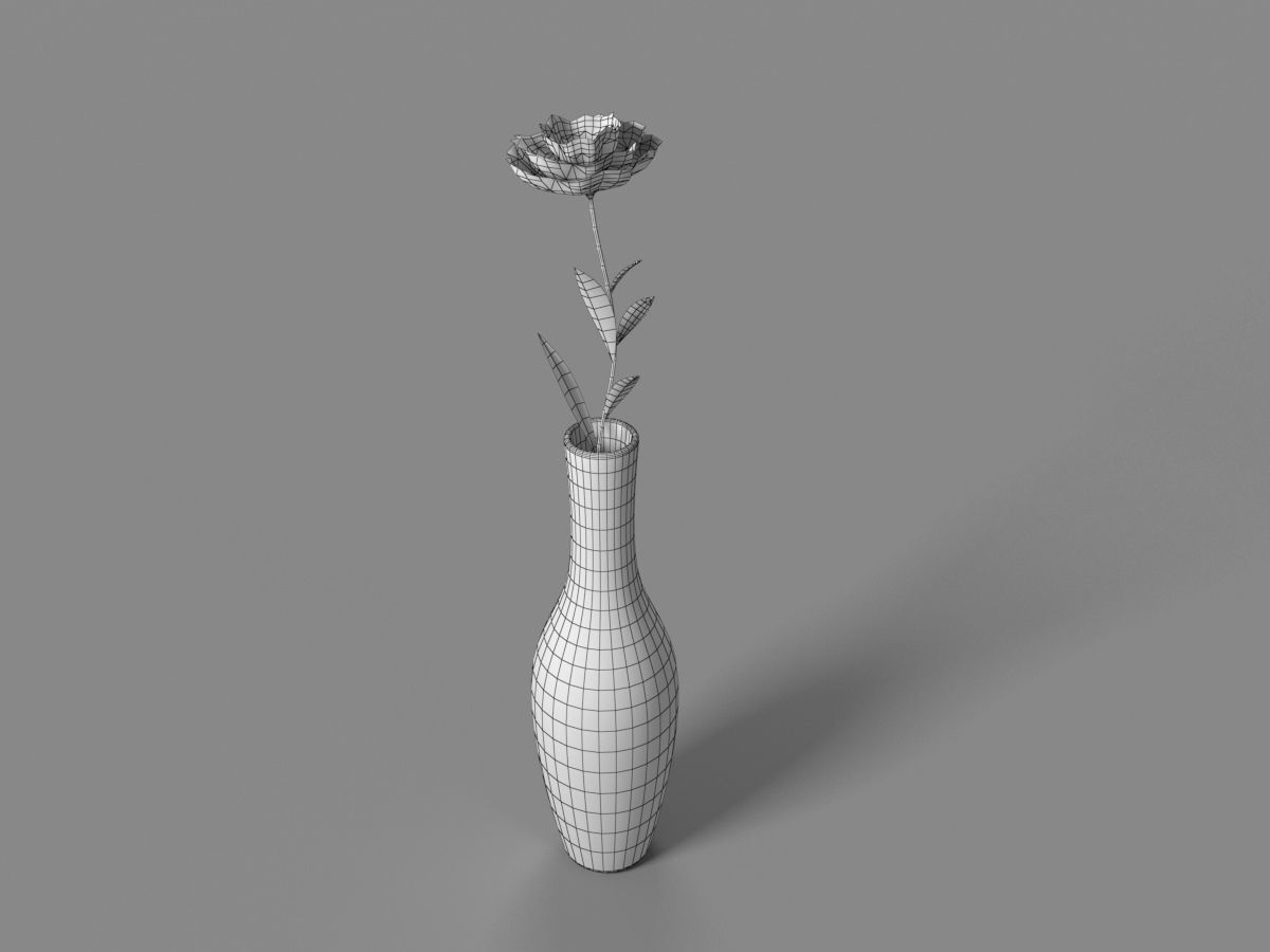 Porcelain Vase With Flower 3D model_6