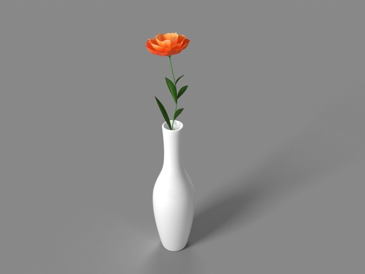 Porcelain Vase With Flower 3D model_1