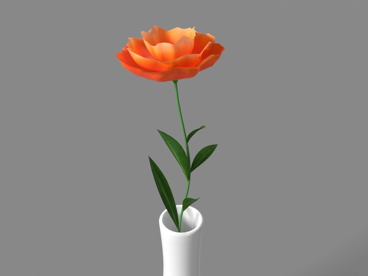 Porcelain Vase With Flower 3D model_3