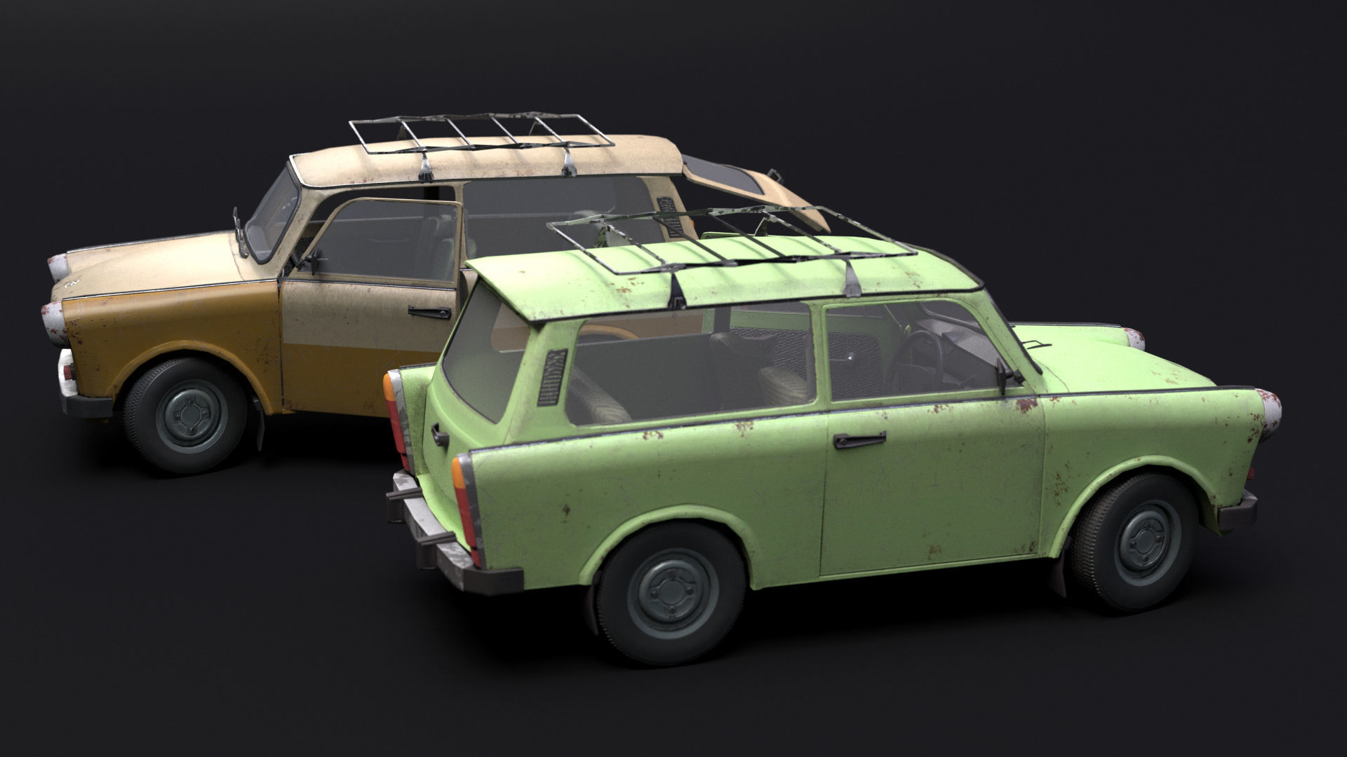 Trabant 601 Kombi 1965 Low-poly 3D model_6
