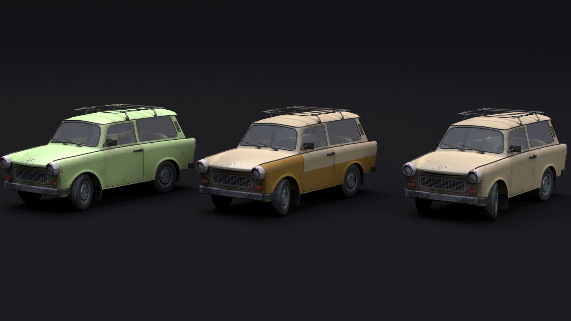Trabant 601 Kombi 1965 Low-poly 3D model_3