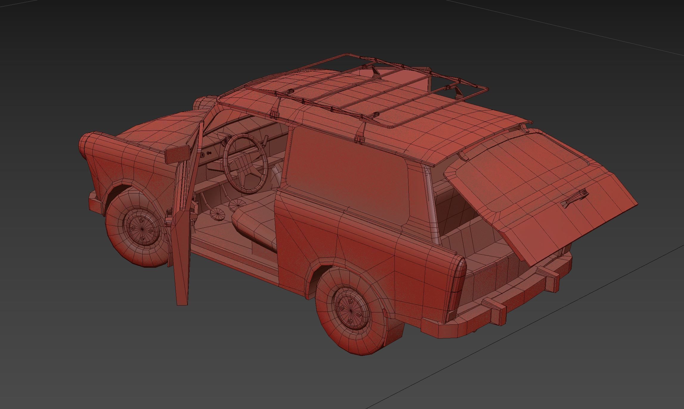 Trabant 601 Kombi 1965 Low-poly 3D model_23