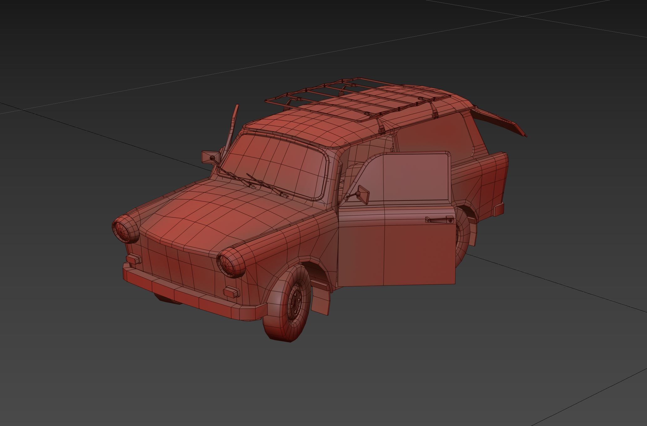 Trabant 601 Kombi 1965 Low-poly 3D model_22