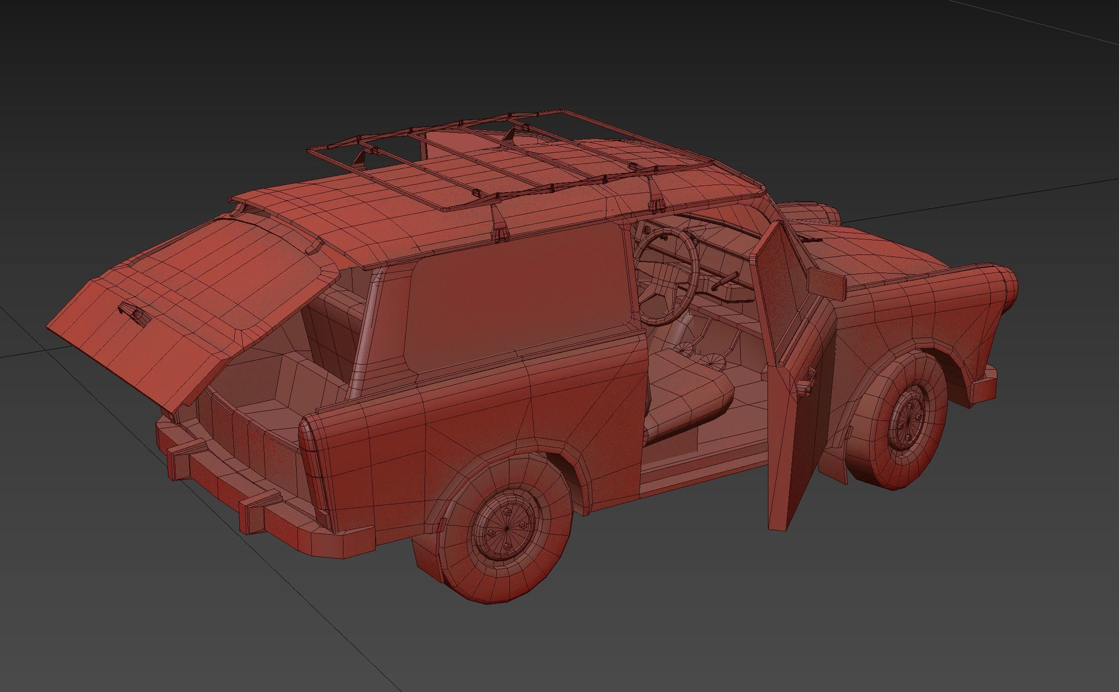 Trabant 601 Kombi 1965 Low-poly 3D model_24