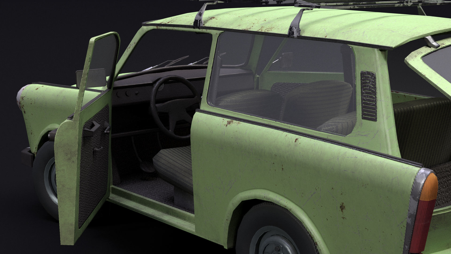 Trabant 601 Kombi 1965 Low-poly 3D model_9