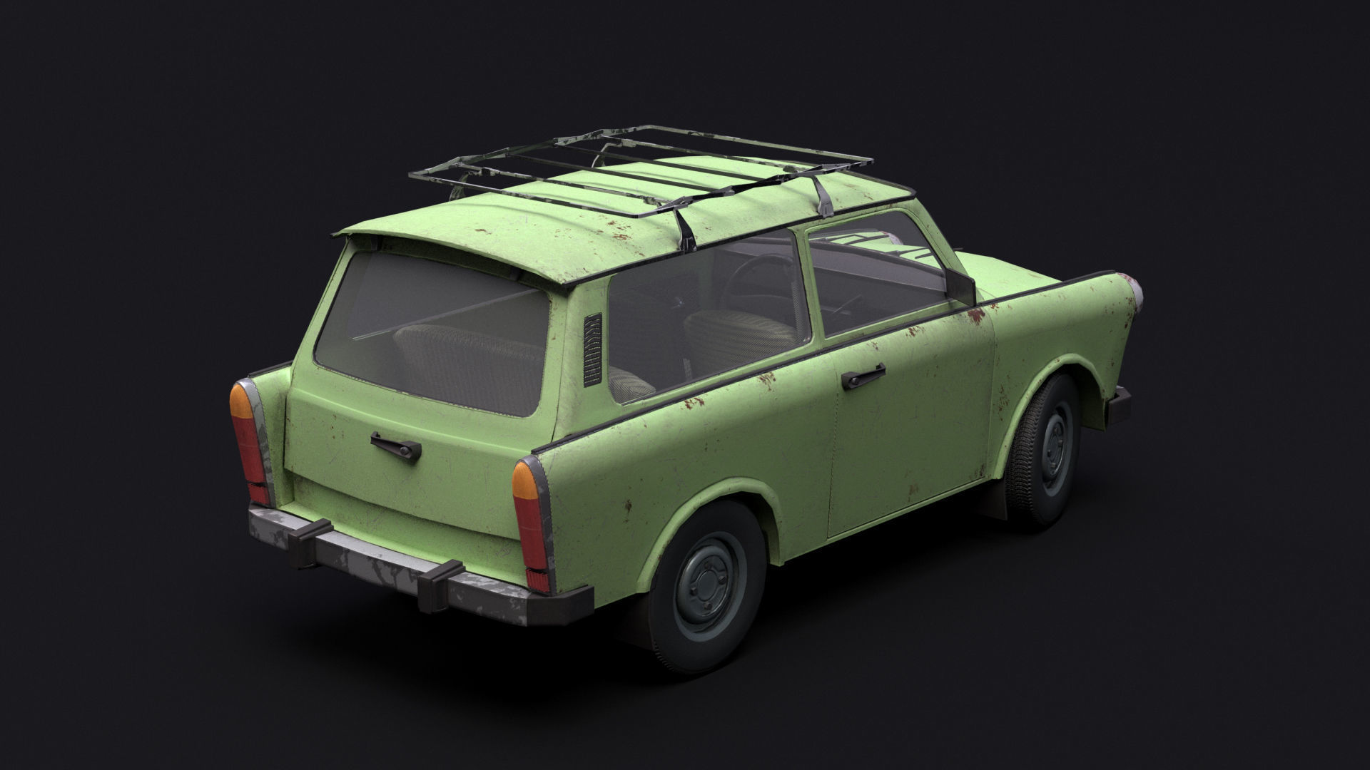 Trabant 601 Kombi 1965 Low-poly 3D model_8