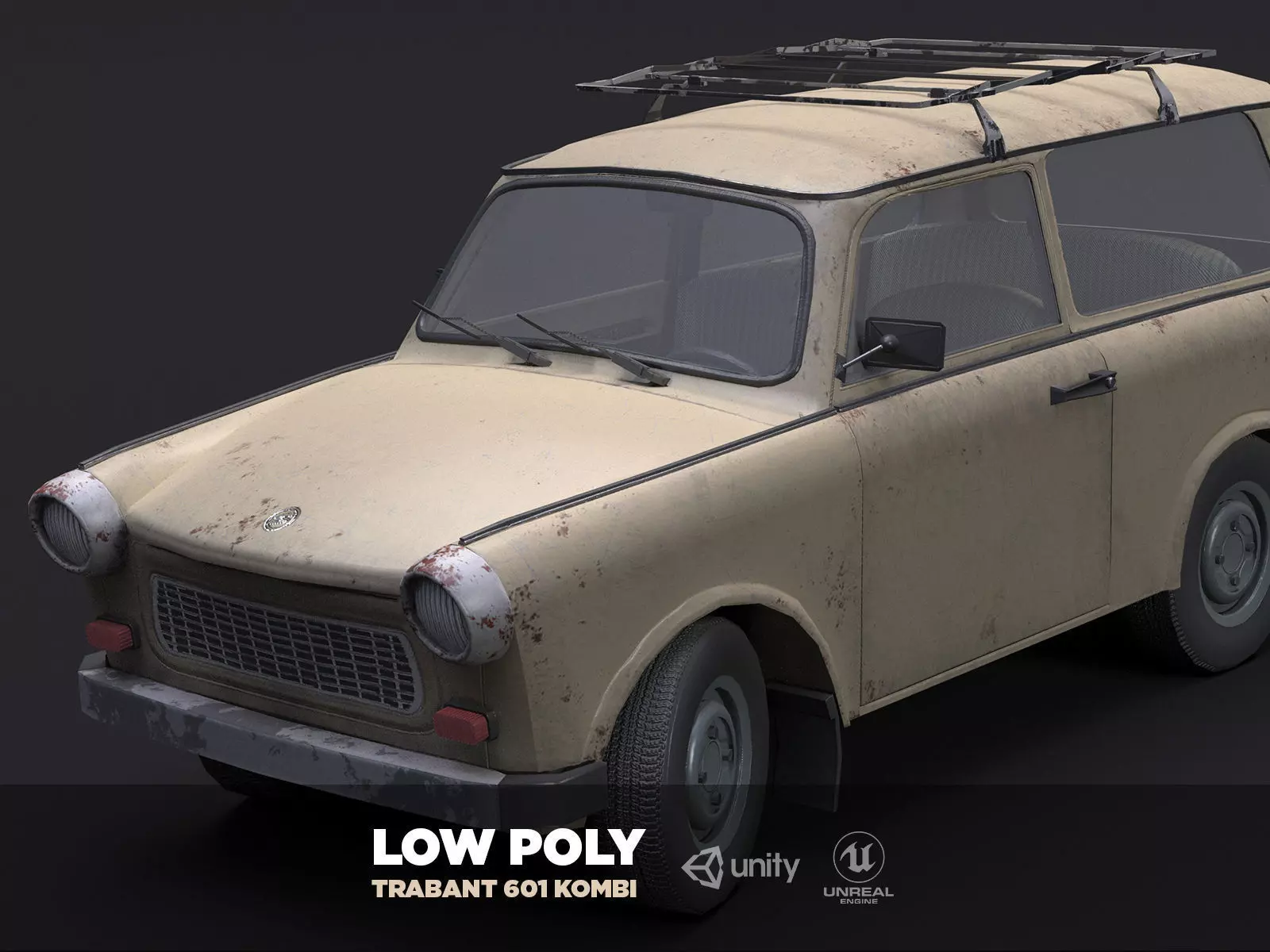 Trabant 601 Kombi 1965 Low-poly 3D model_0
