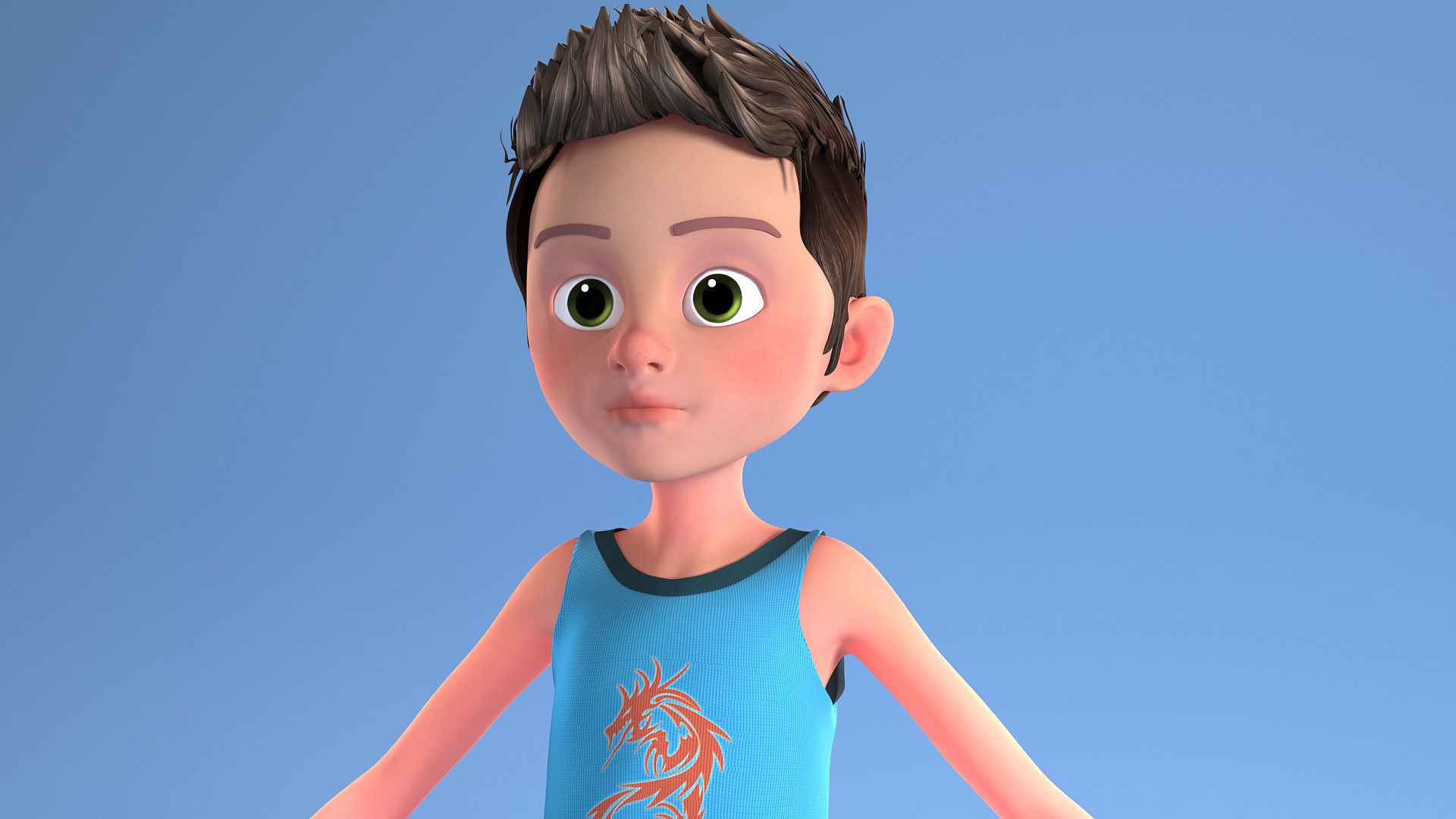 CARTOON CHILD 2 - boy rigged 3D model_8