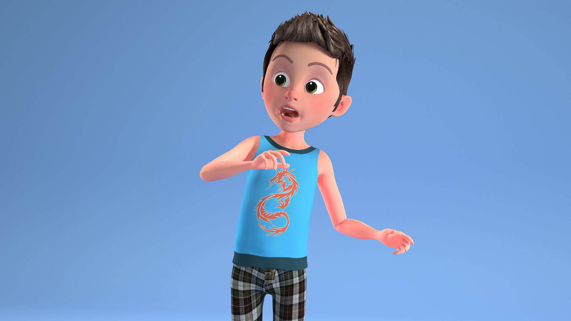 CARTOON CHILD 2 - boy rigged 3D model_9