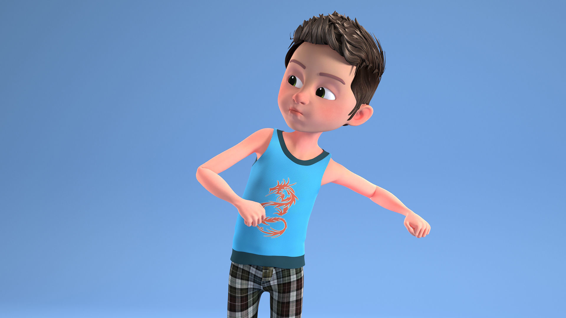 CARTOON CHILD 2 - boy rigged 3D model_14