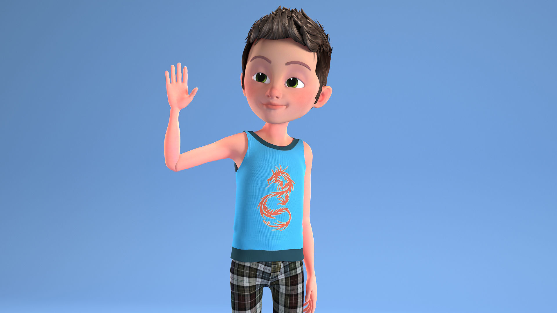 CARTOON CHILD 2 - boy rigged 3D model_11