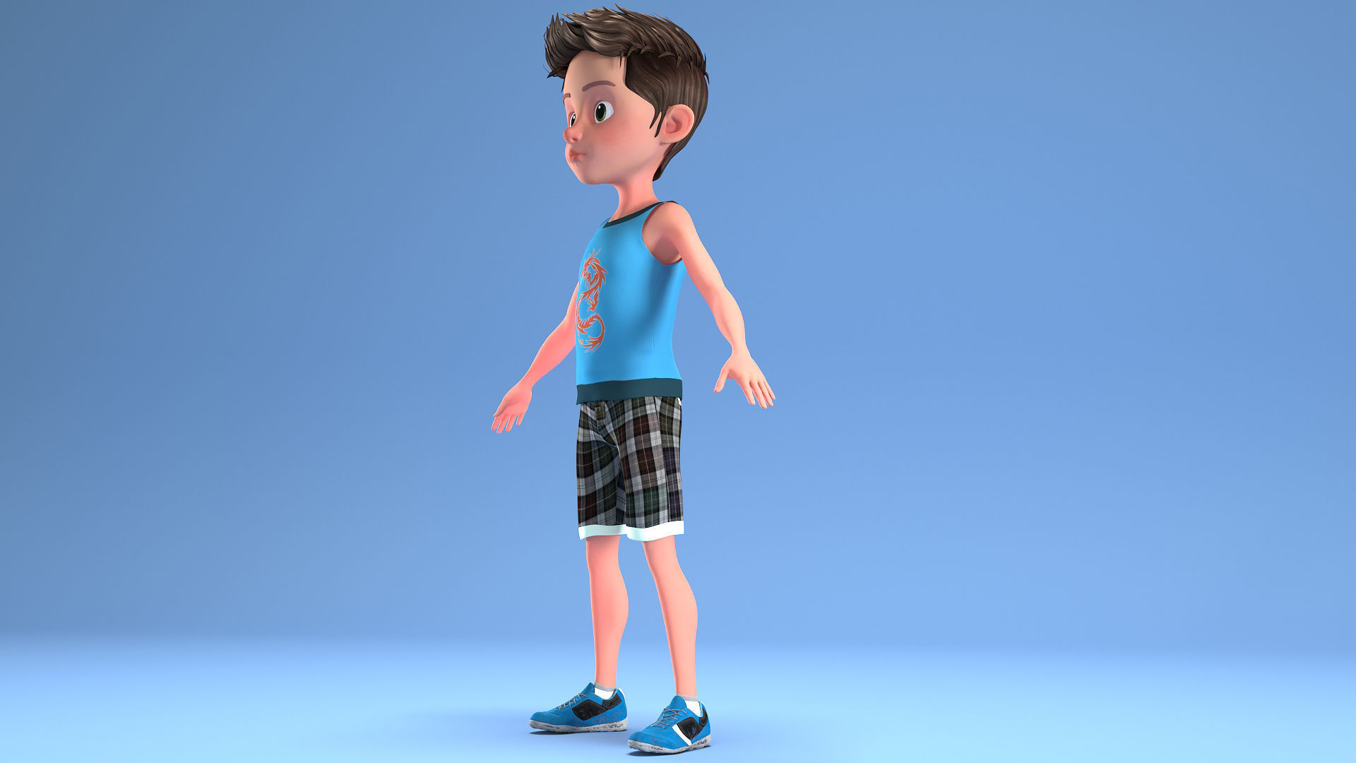 CARTOON CHILD 2 - boy rigged 3D model_3