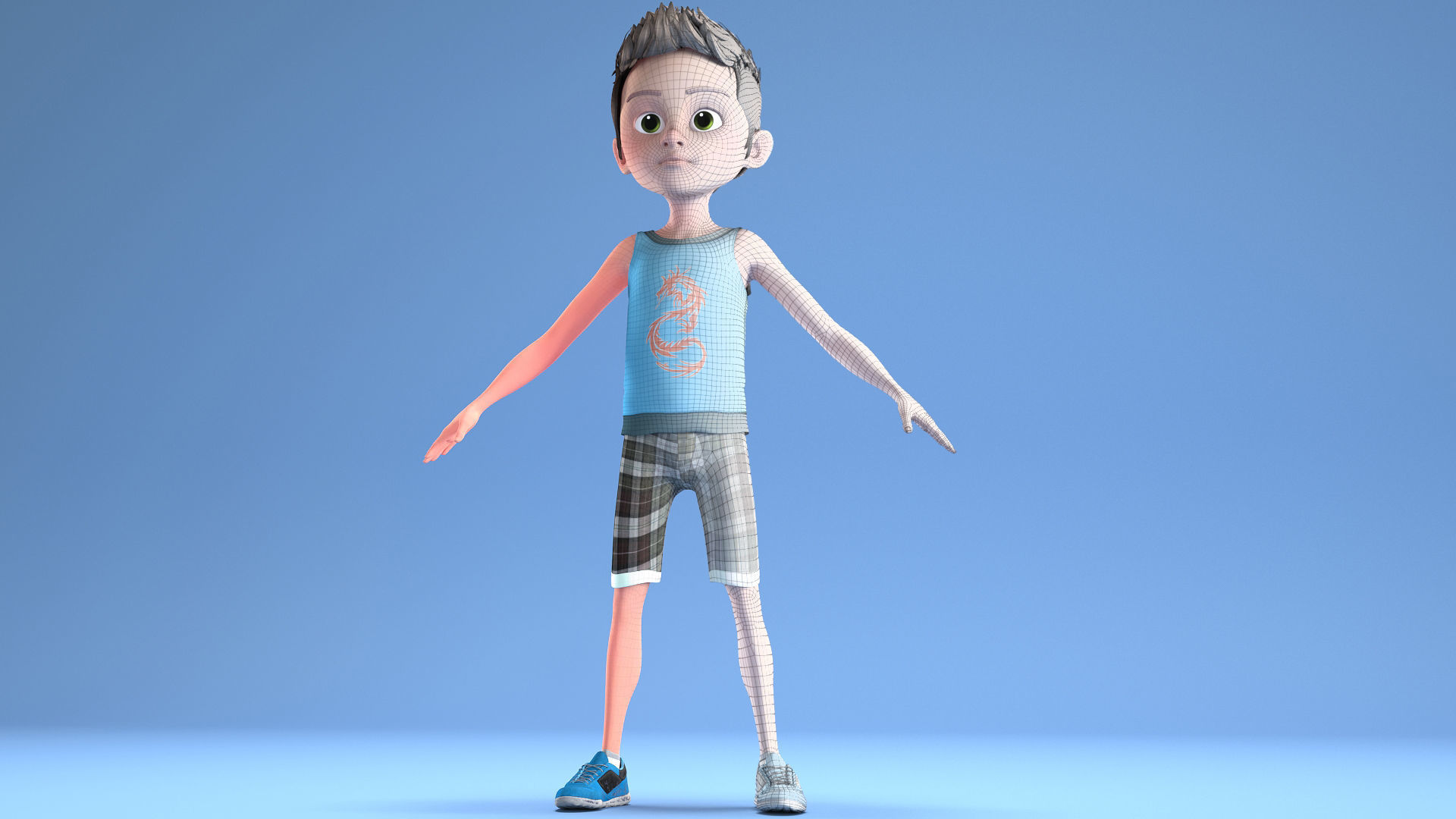CARTOON CHILD 2 - boy rigged 3D model_16