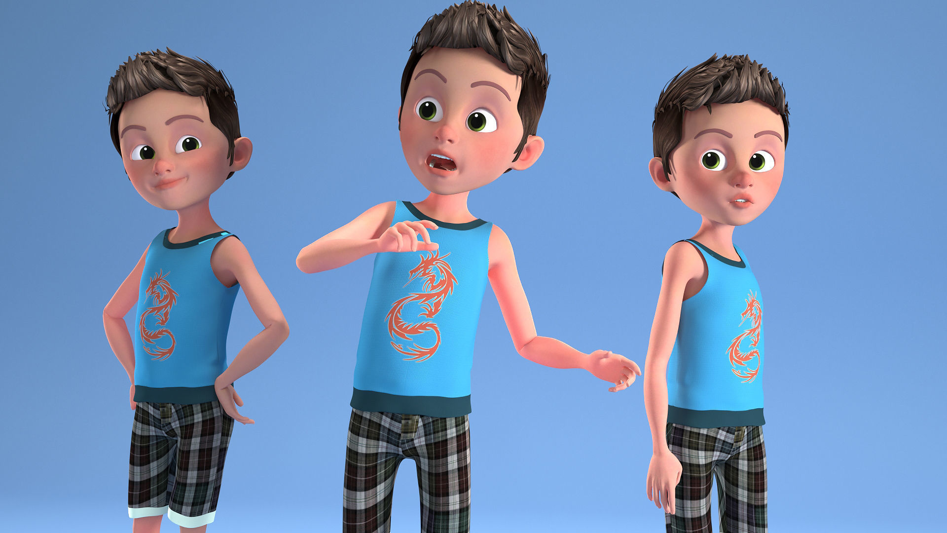 CARTOON CHILD 2 - boy rigged 3D model_19