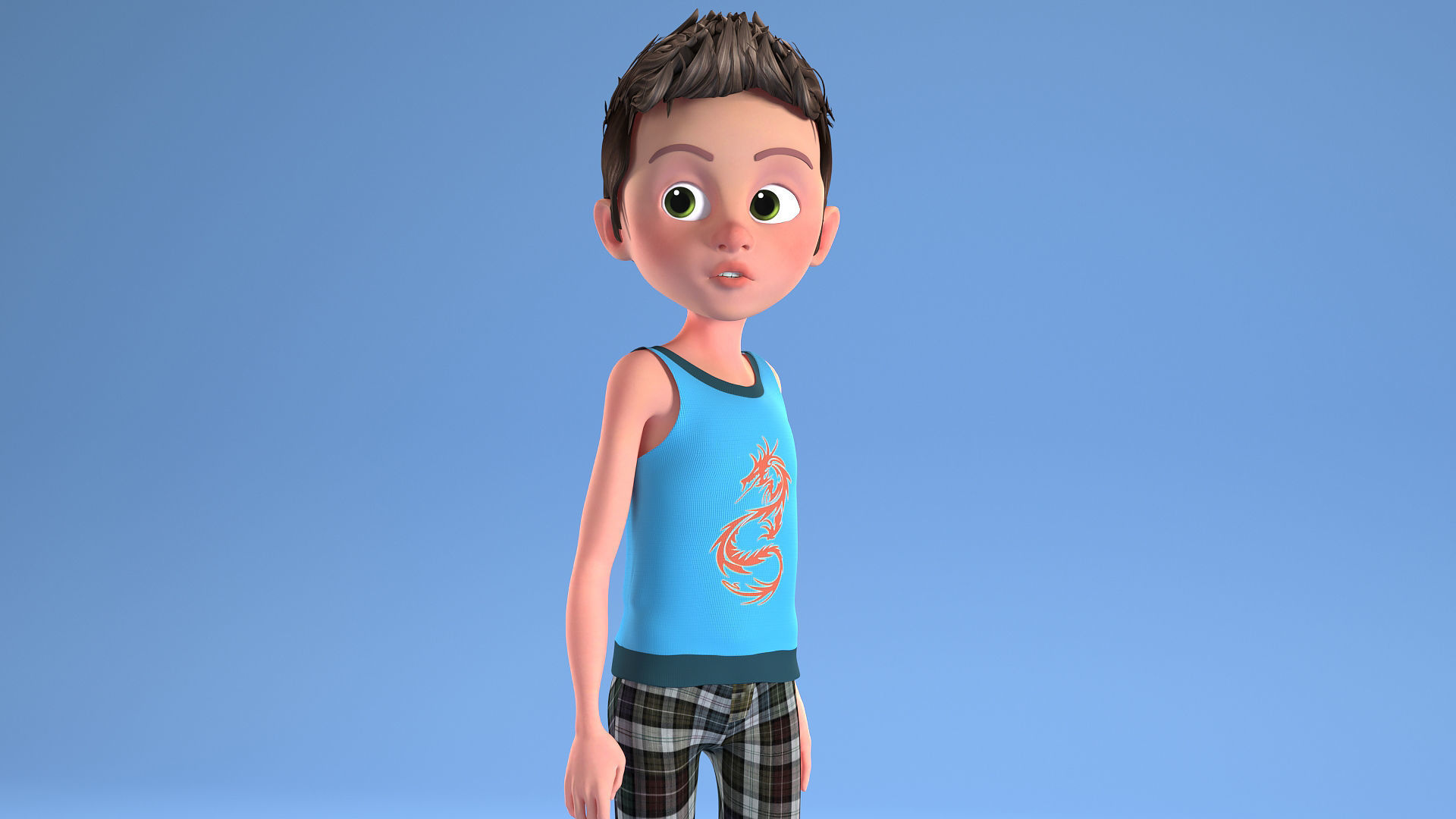CARTOON CHILD 2 - boy rigged 3D model_12