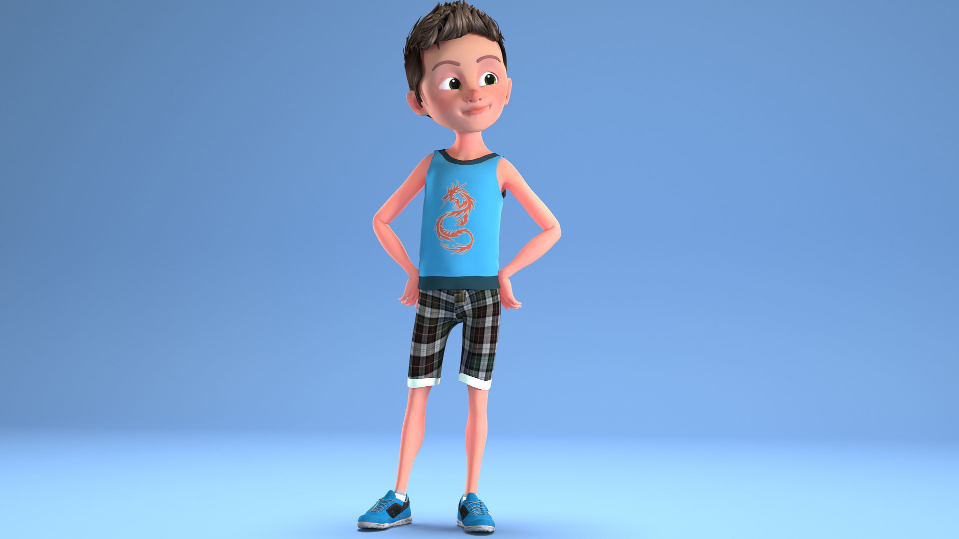 CARTOON CHILD 2 - boy rigged 3D model_15