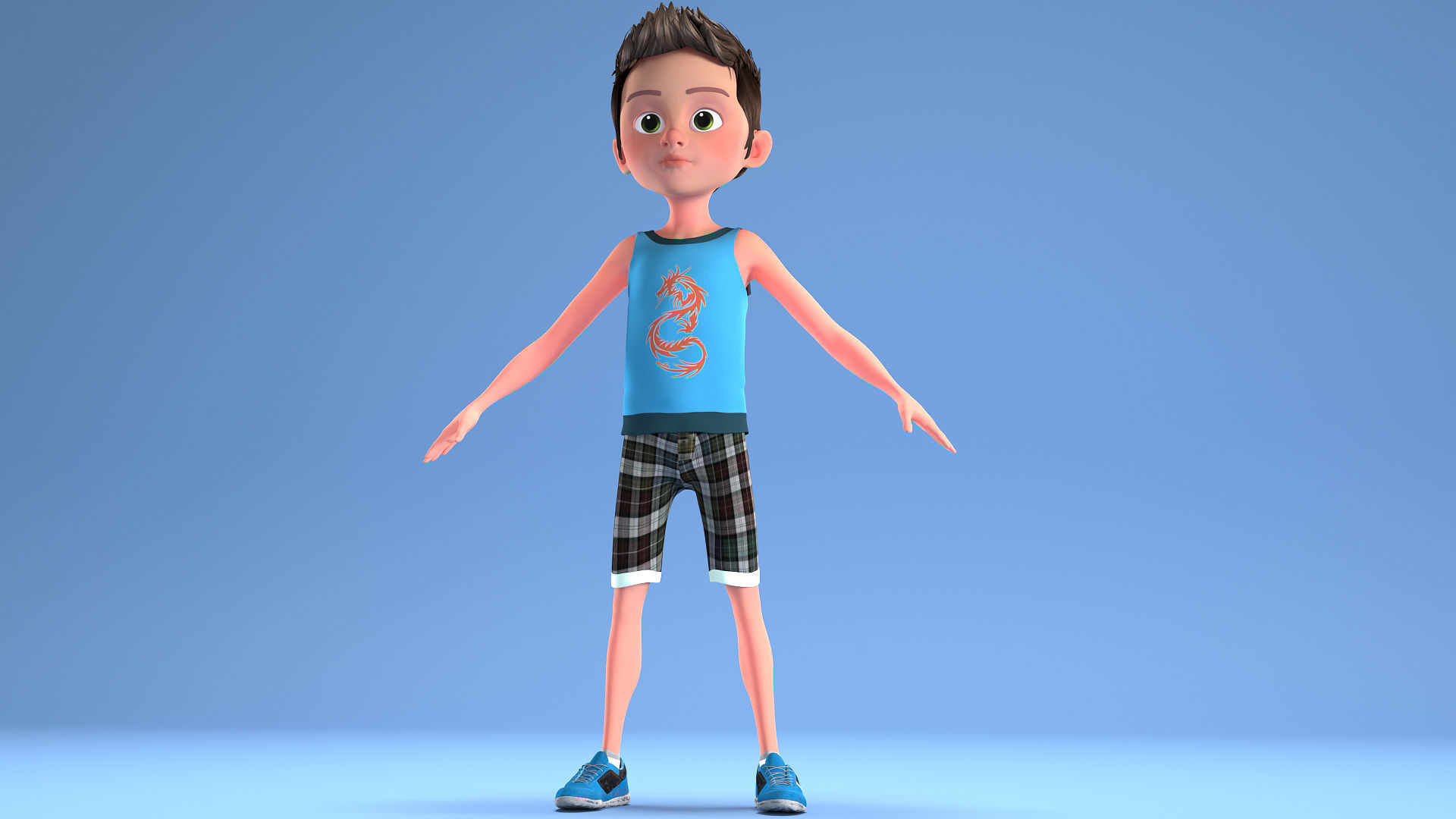 CARTOON CHILD 2 - boy rigged 3D model_2
