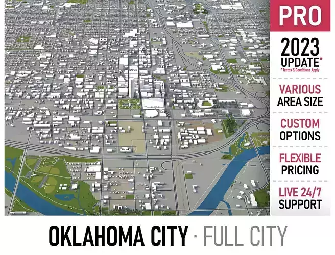 Oklahoma City  Low-poly 3D model