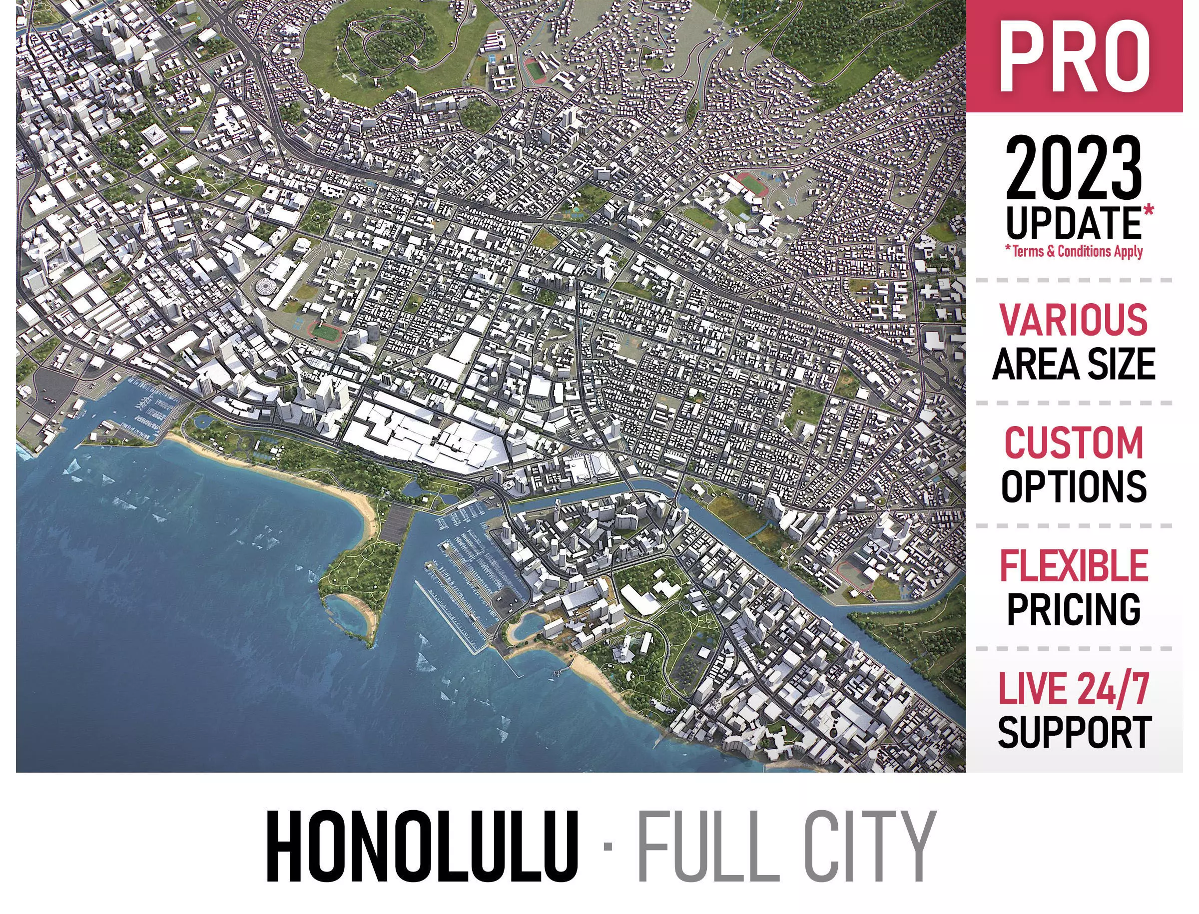 Honolulu Low-poly 3D model_0