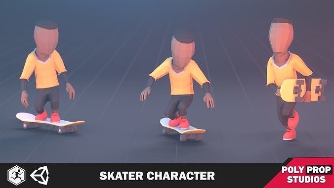 Skater Character Low-poly 3D model