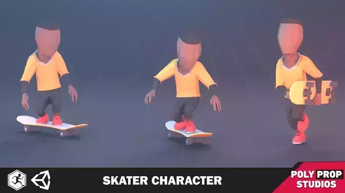 Skater Character Low-poly 3D model