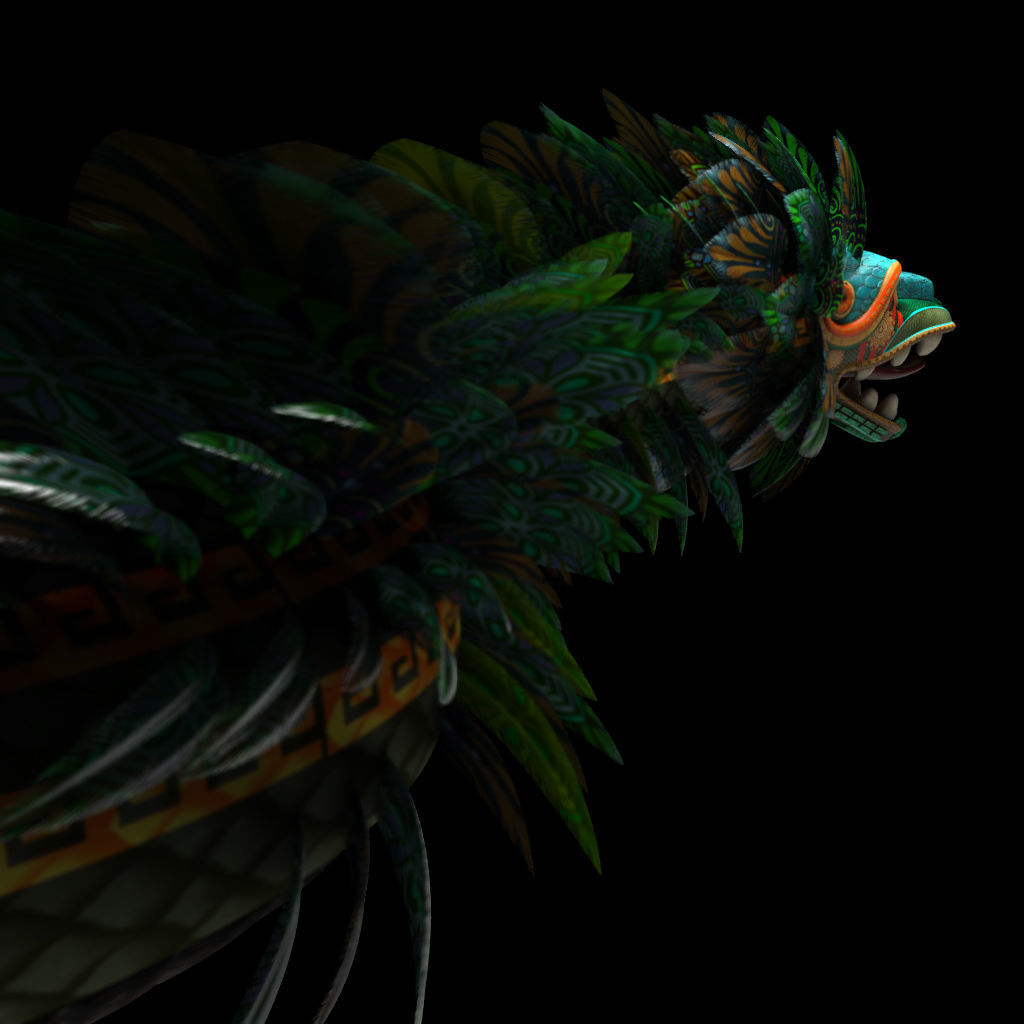 Quetzalcoatl aztec lion mask 3D model_6