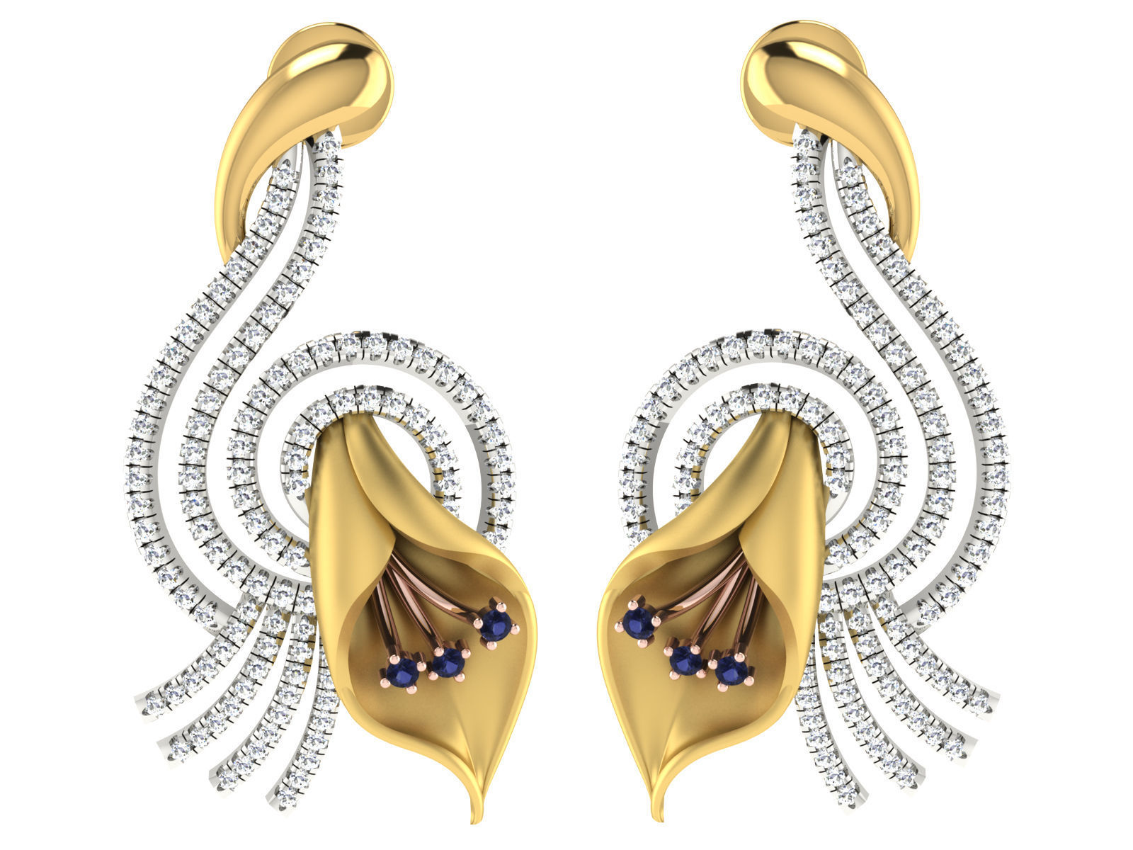 Women pendant earrings set 3dm stl render detail 3D print model 3D print model_3