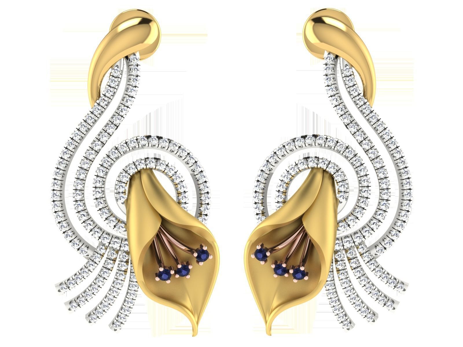 Women pendant earrings set 3dm stl render detail 3D print model 3D print model_4