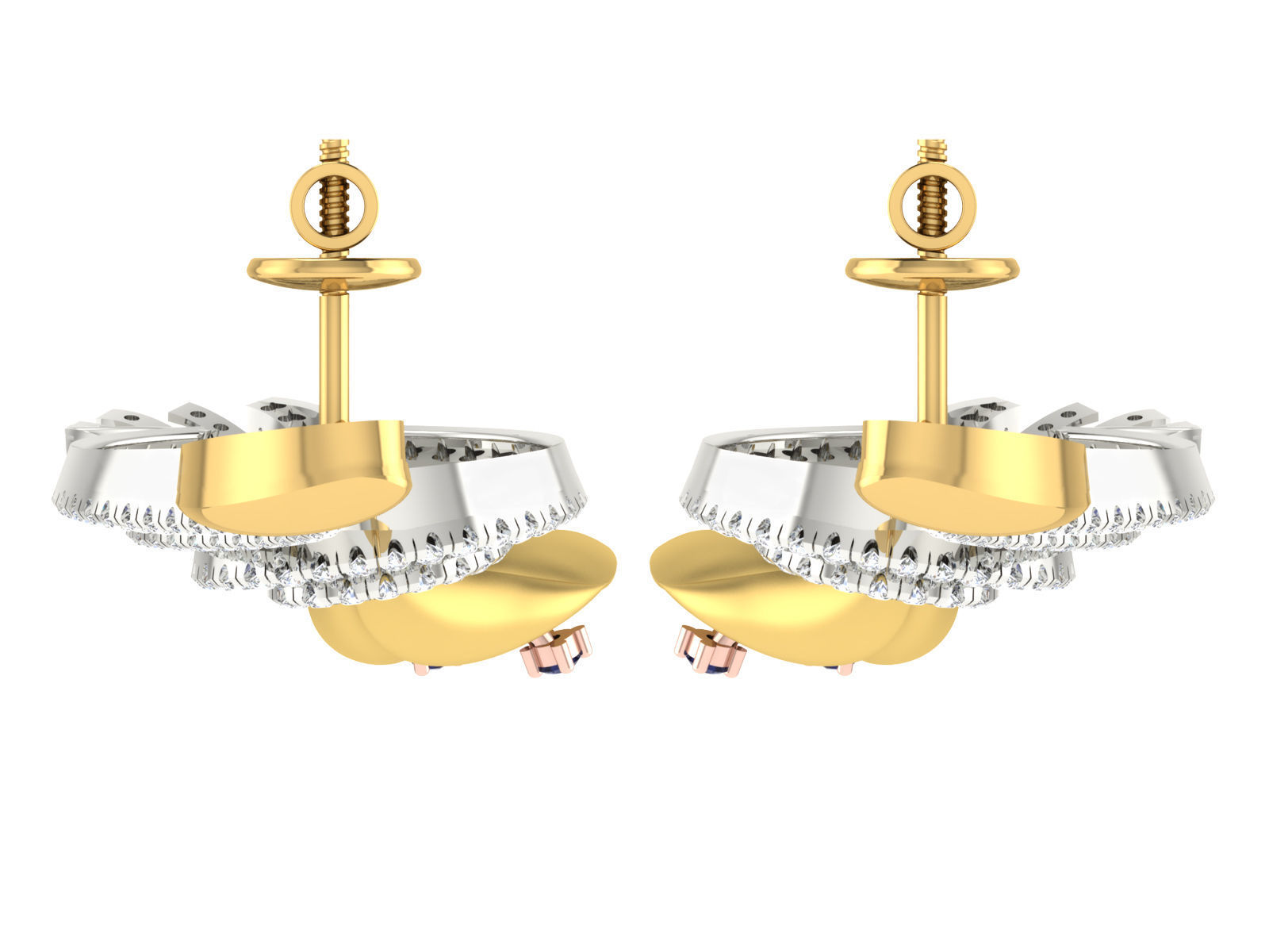 Women pendant earrings set 3dm stl render detail 3D print model 3D print model_6