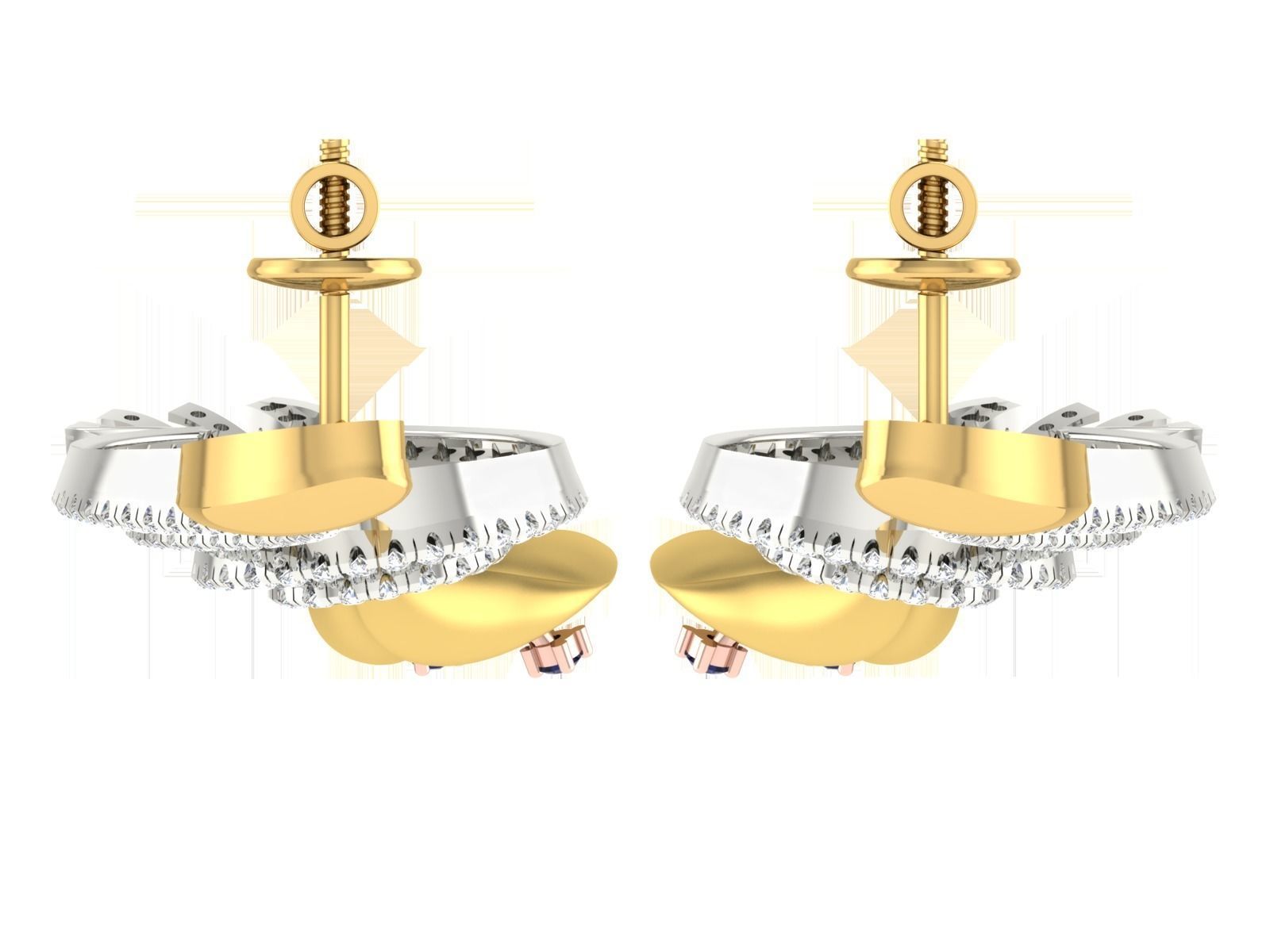 Women pendant earrings set 3dm stl render detail 3D print model 3D print model_7