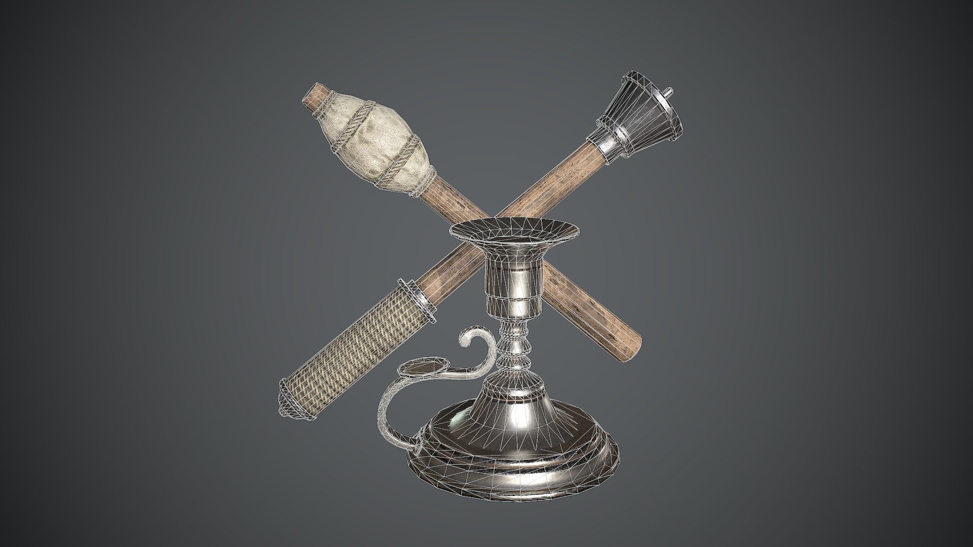 Torch Medieval Low-poly 3D model_1