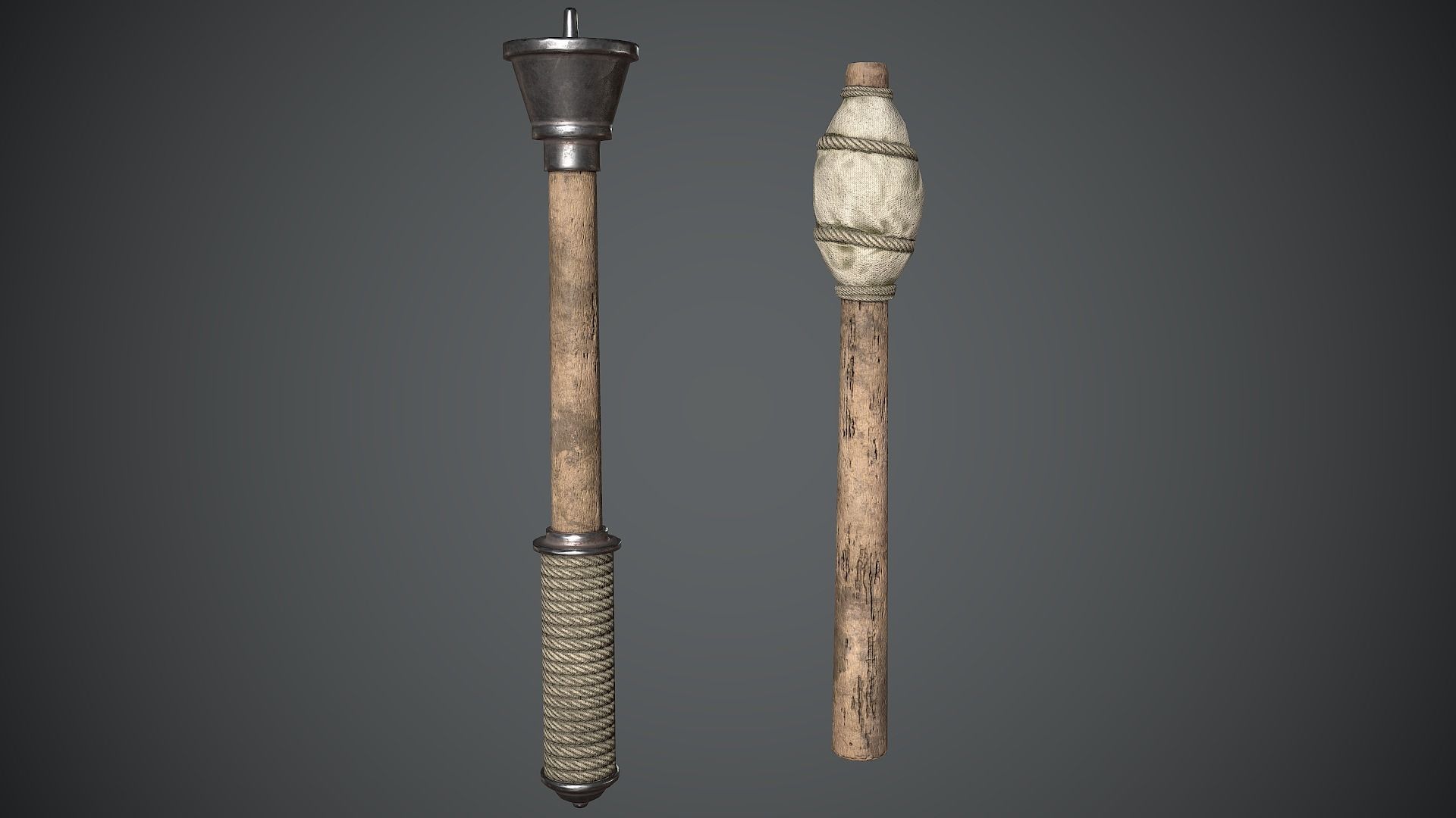 Torch Medieval Low-poly 3D model_5