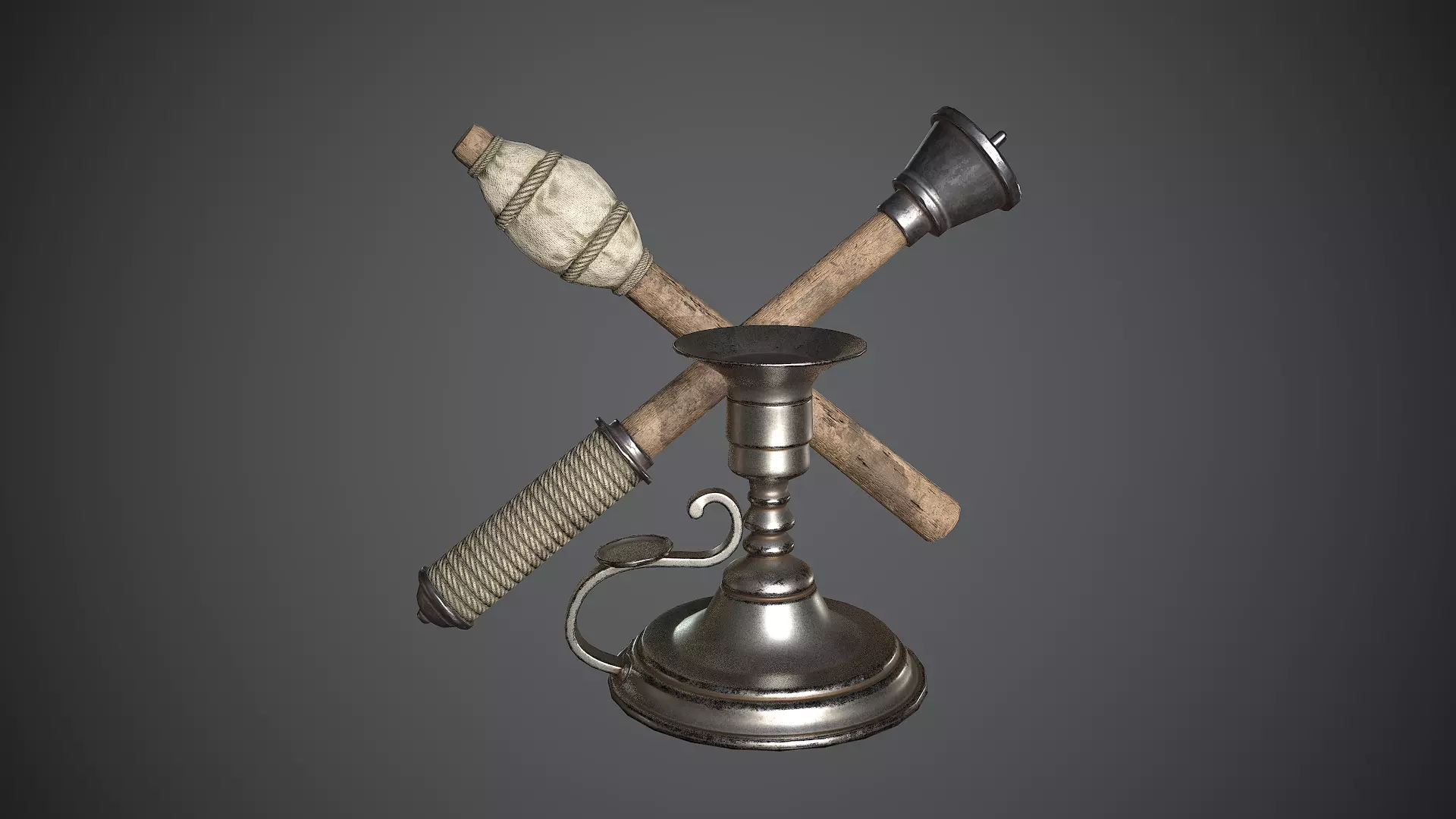 Torch Medieval Low-poly 3D model_0