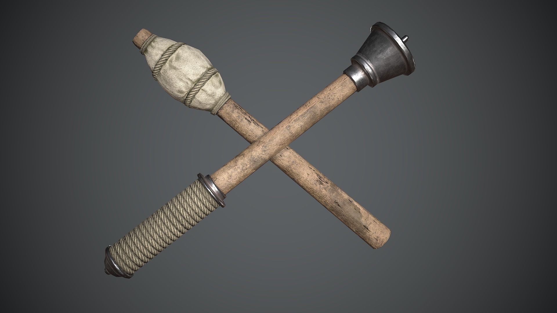 Torch Medieval Low-poly 3D model_2