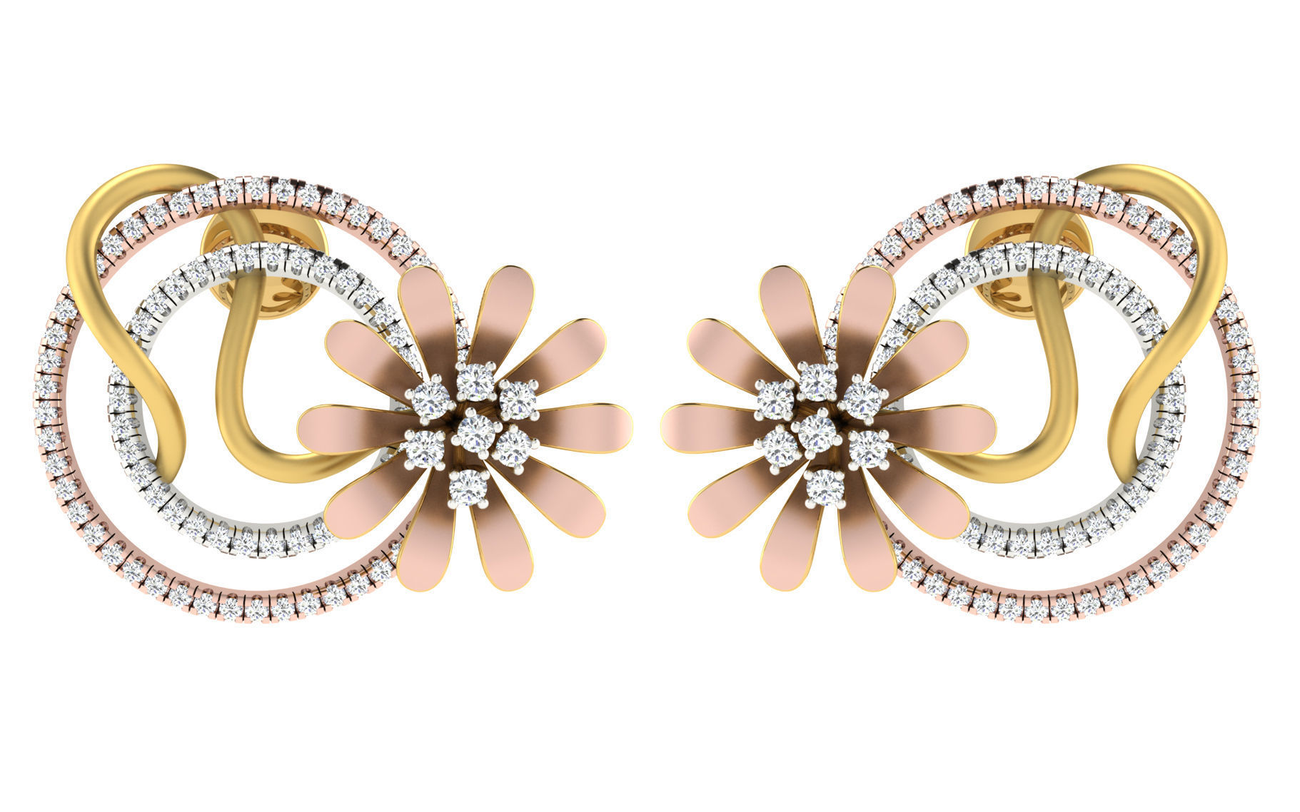 Women pendant earrings set 3dm stl render detail 3D print model 3D print model_2