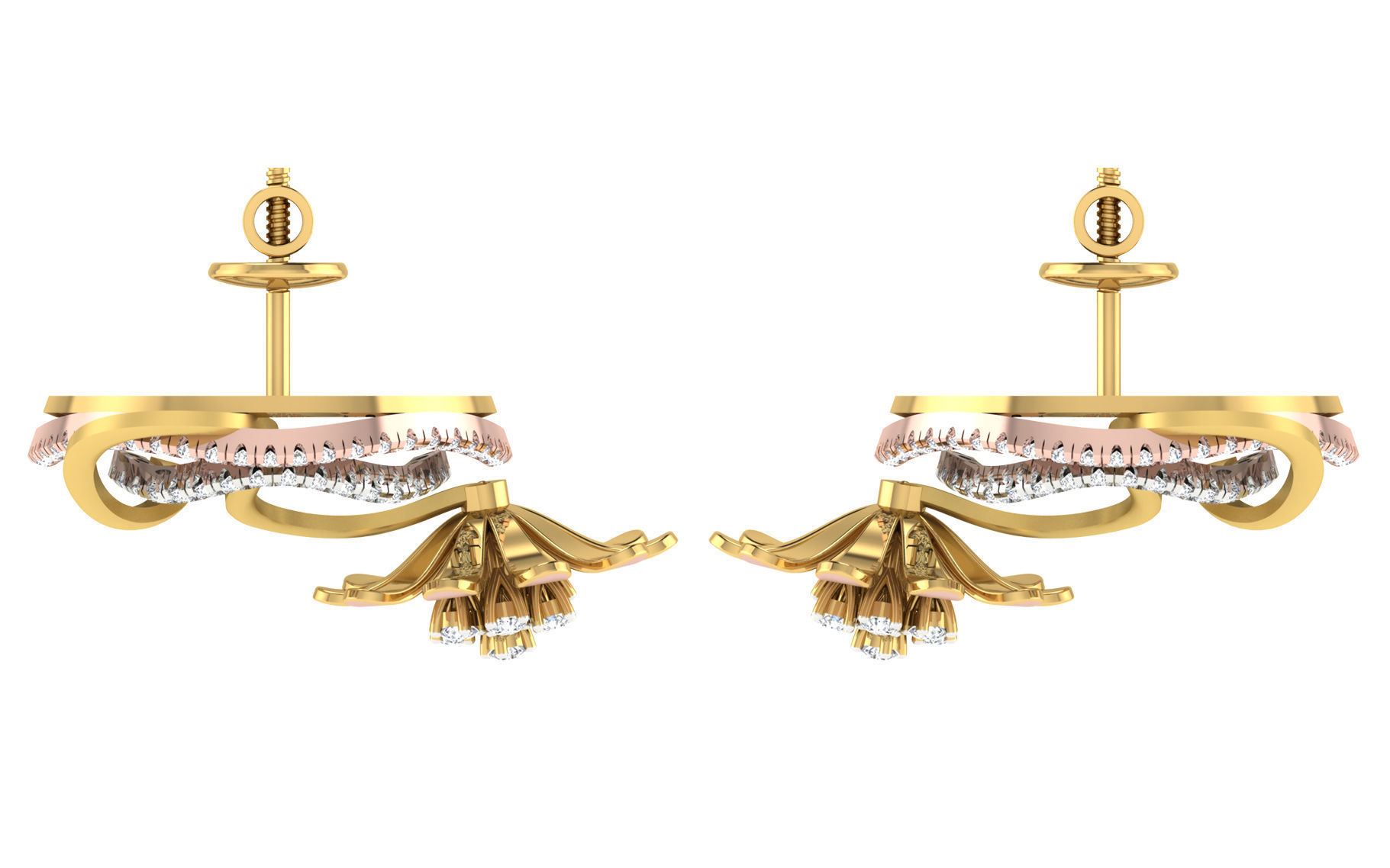 Women pendant earrings set 3dm stl render detail 3D print model 3D print model_4