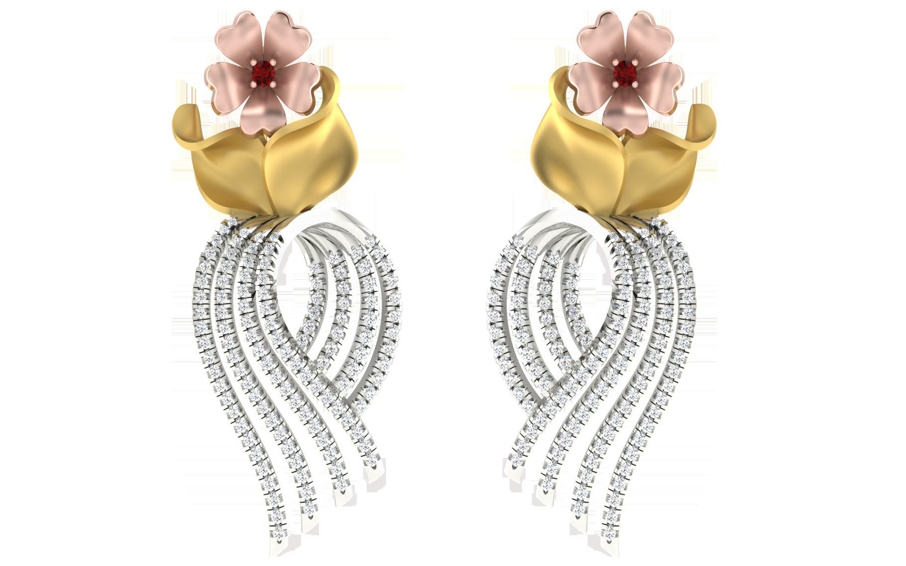 Women pendant earrings set 3dm stl render detail 3D print model 3D print model_4