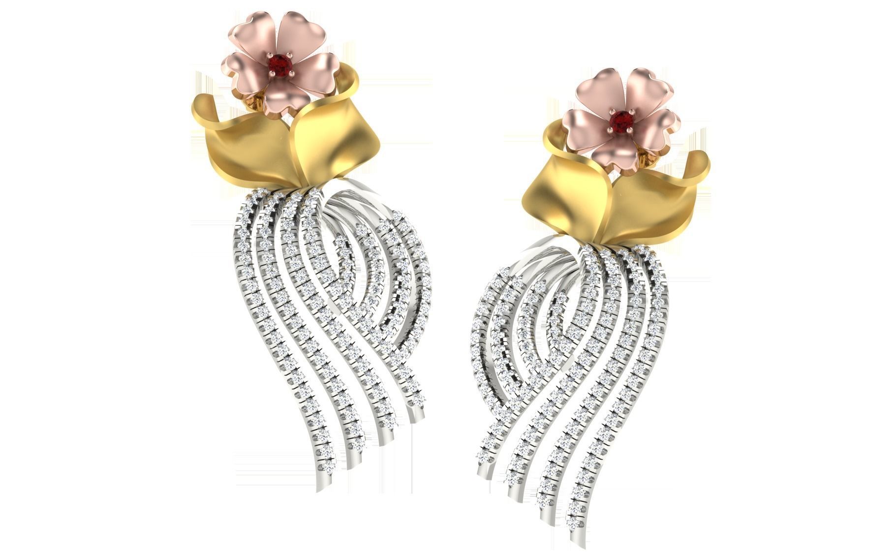 Women pendant earrings set 3dm stl render detail 3D print model 3D print model_2